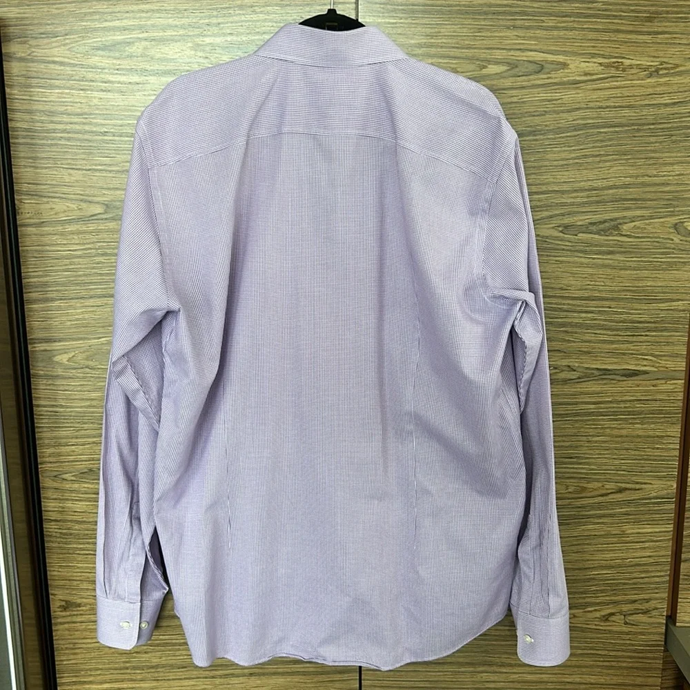 Hugo Boss ‘Miles’ Sharp Fit Dress Shirt in Purple Check | Size 17L - Picture 2 of 8